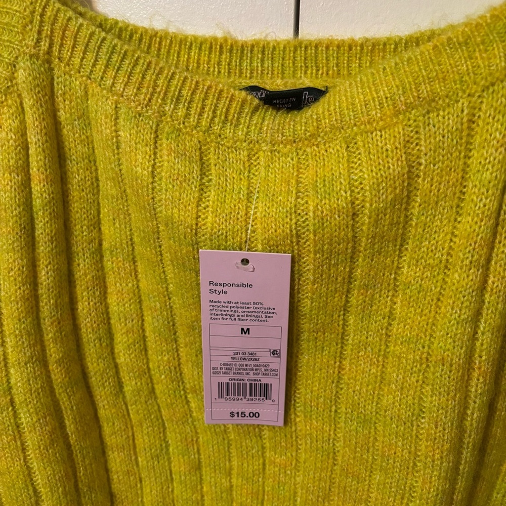 Yellow Green Wild Fable Ribbed Knit Tank Top - Picture 4 of 7
